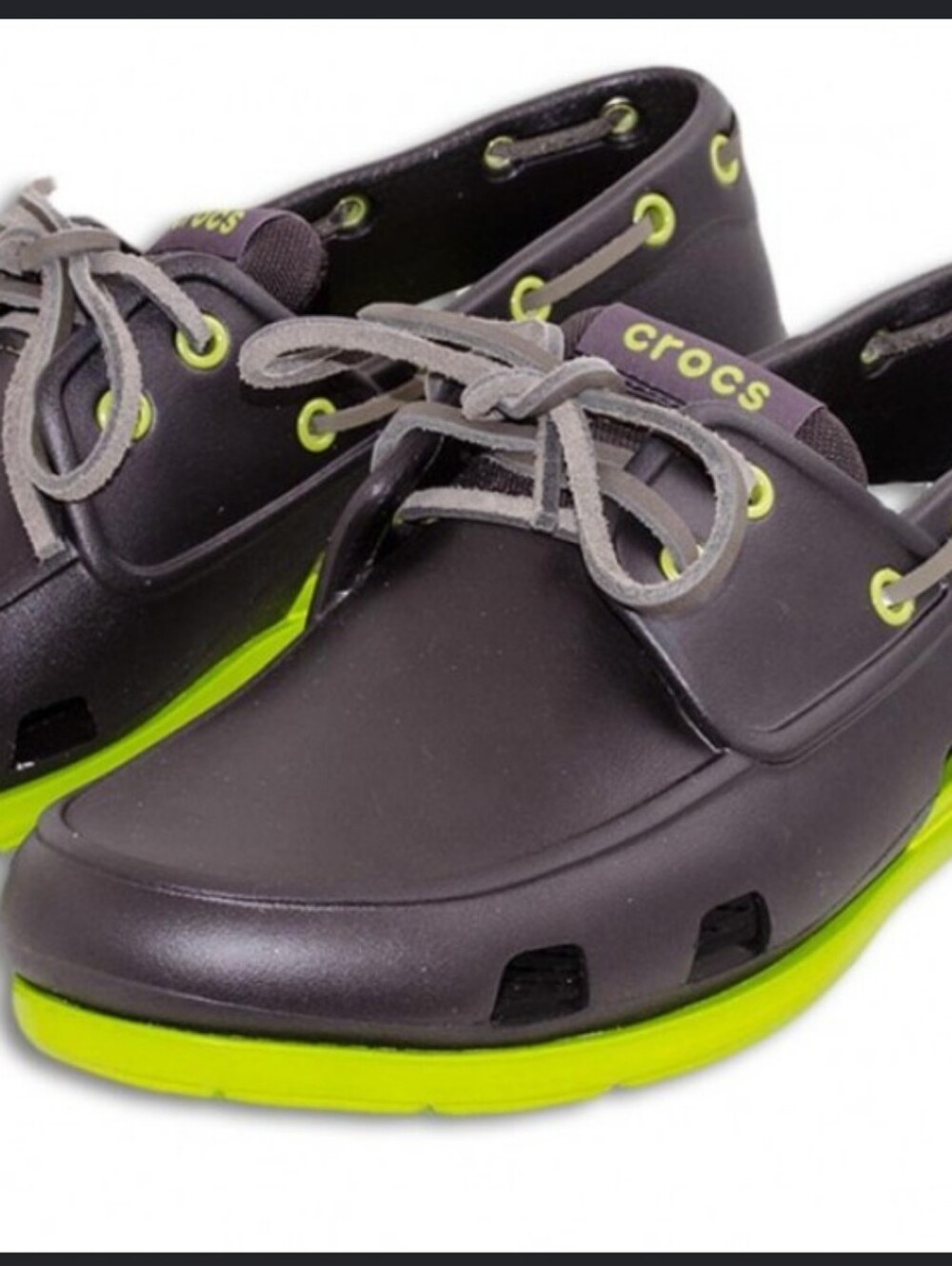 Waterproof CROCS Grey with Lime Green Trim Boat Shoes
